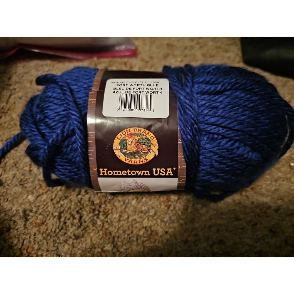 Lion Brand Yarn Hometown USA Fort Worth Blue Color #109 Acrylic 5 oz 81 Yards